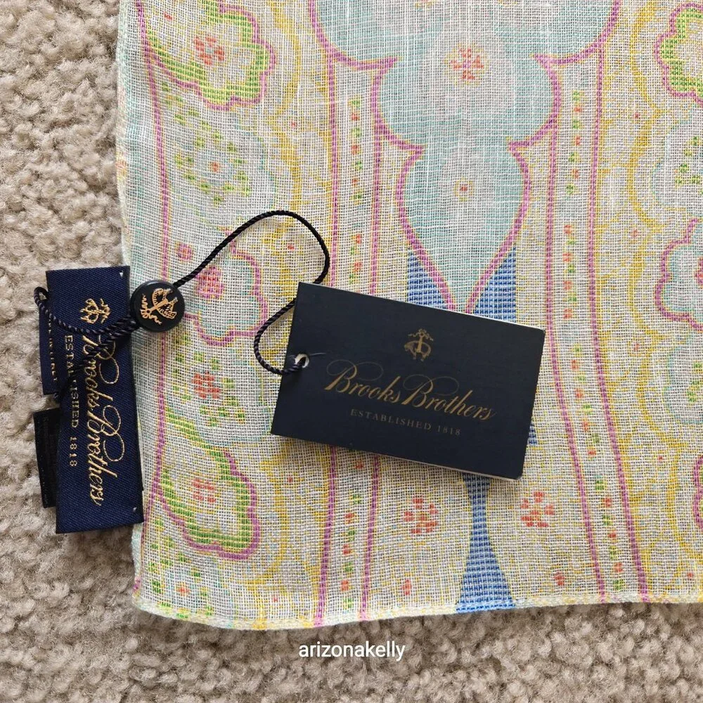 NWT Brooks Brothers Linen & Silk Oblong Scarf Lightweight Pastel